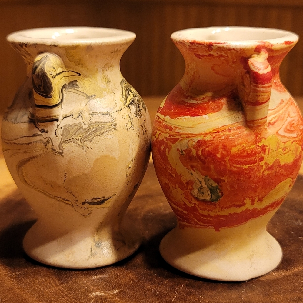Antique 1920s Morton End Of Day Pottery Mini Vases Set Of 2 - Picture 4 of 11